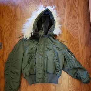 N2B Military Parka with Fur Hood Green